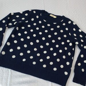 Faded Glory Polka Dot Crew Neck Sweater - Navy and White